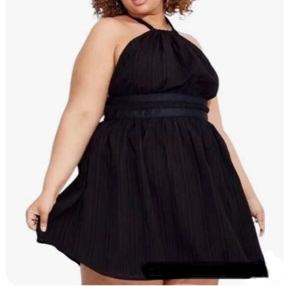 NWT- Wild Fable Women Mini Halter Fit Flare Back Tie Cotton Plus Size Dress - Picture 1 of 11